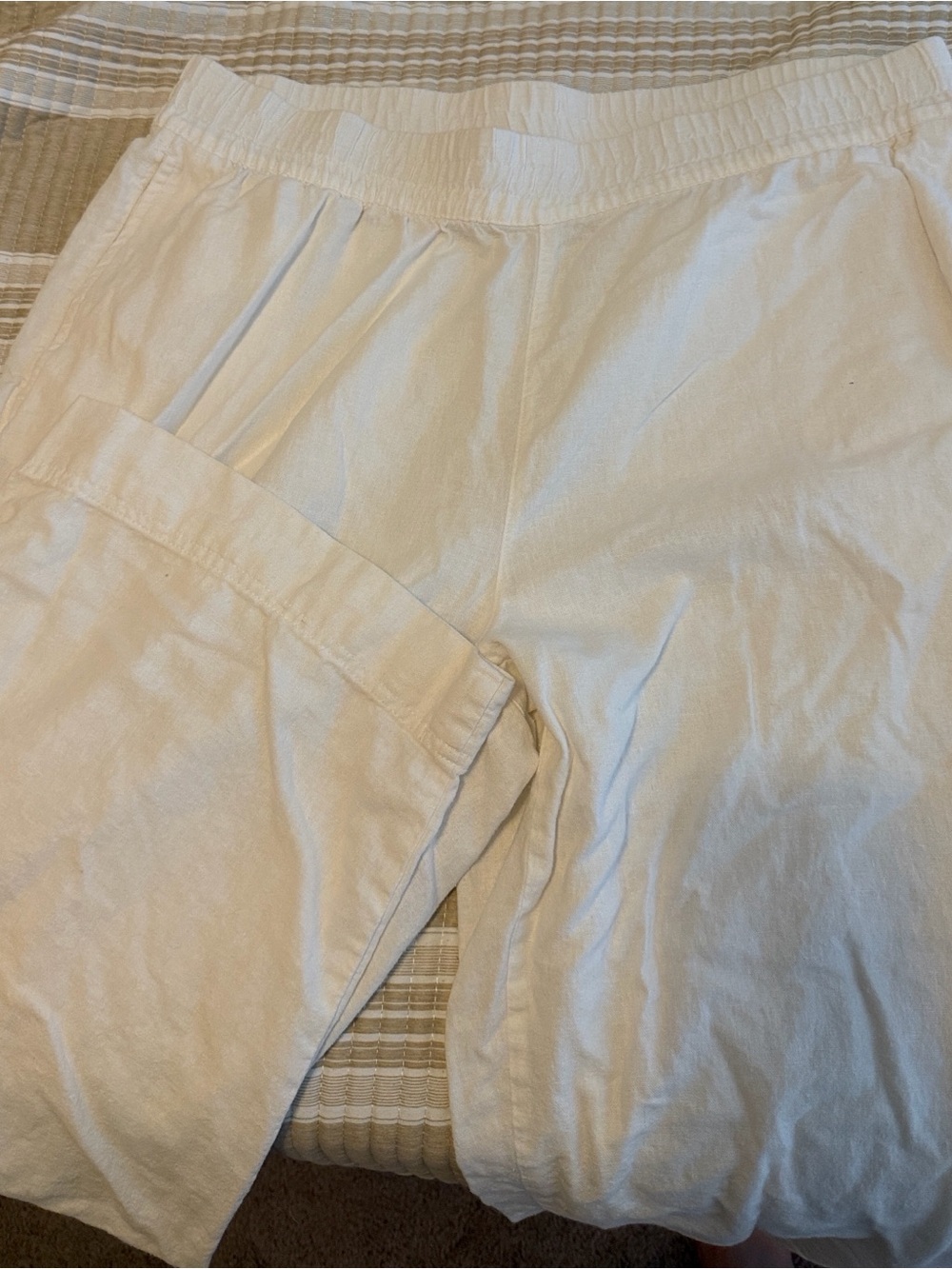 Old Navy White Linen Blend Wide Leg Pants